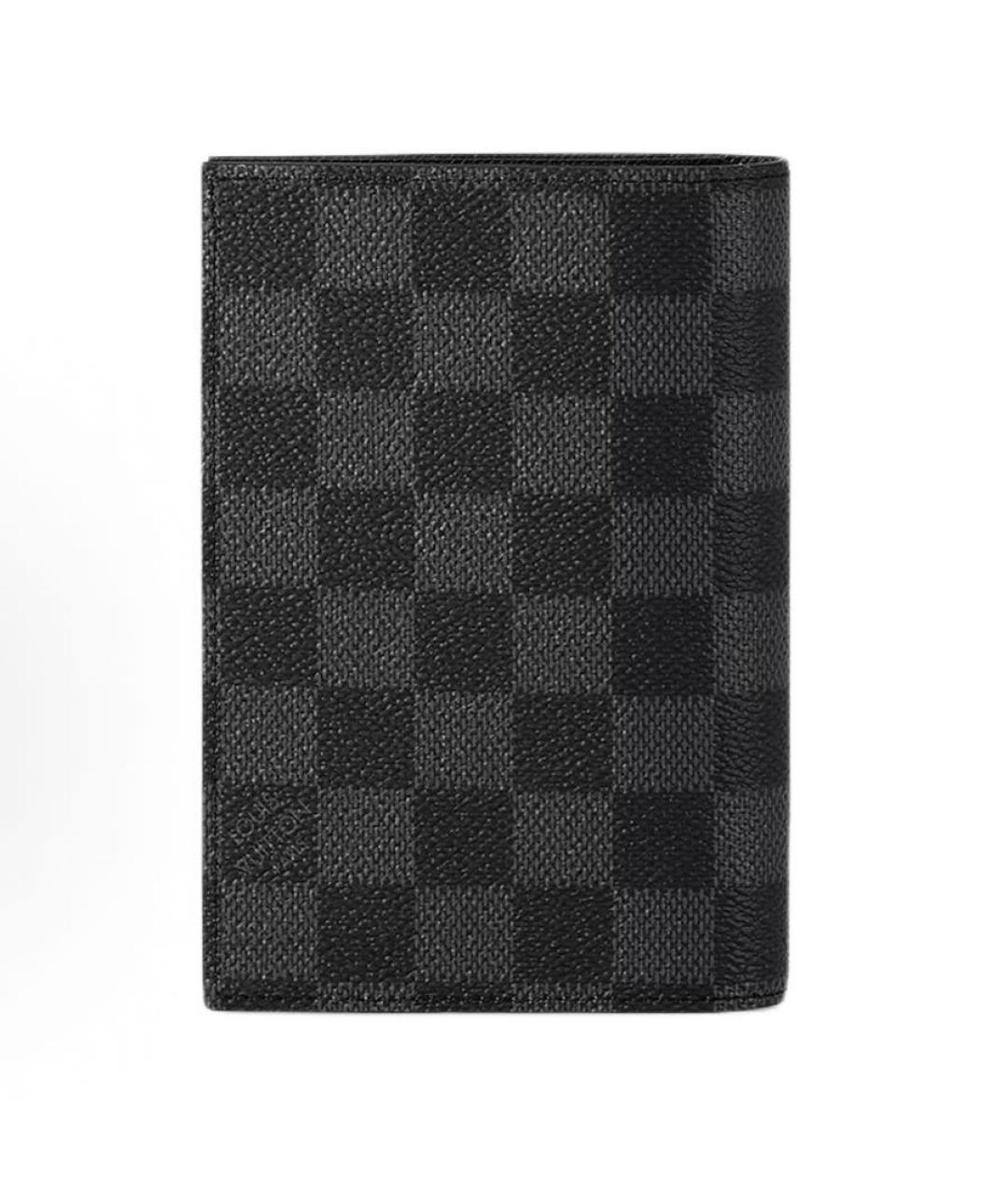 LOUIS VUITTON Антрацитовый кожаный кошелек, фото 3