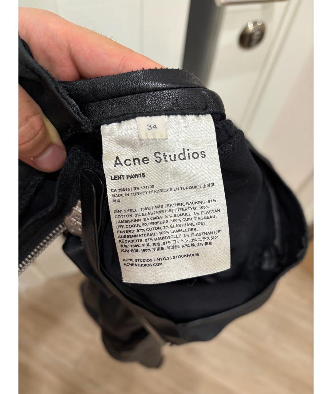 ACNE STUDIOS Черные кожаные леггинсы и велосипедки, фото 4