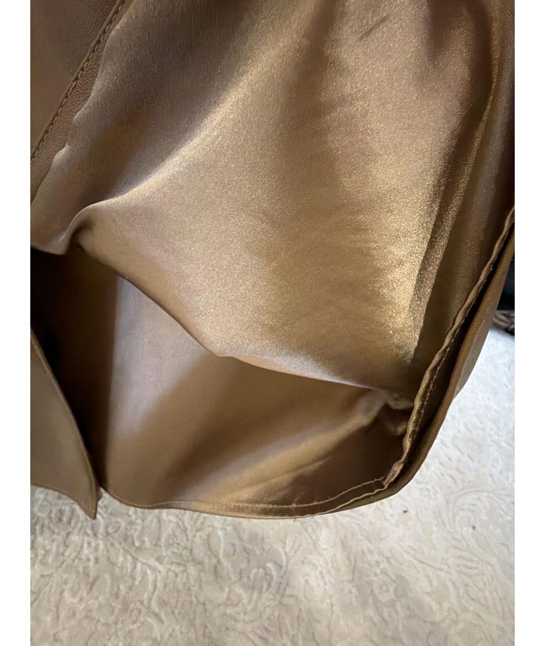 ELISABETTA FRANCHI Бежевая кожаная юбка миди, фото 4