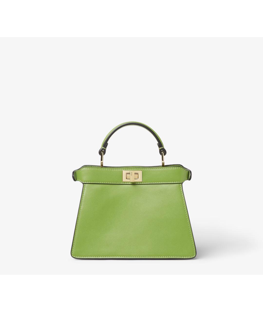 FENDI Зеленая кожаная сумка с короткими ручками, фото 4