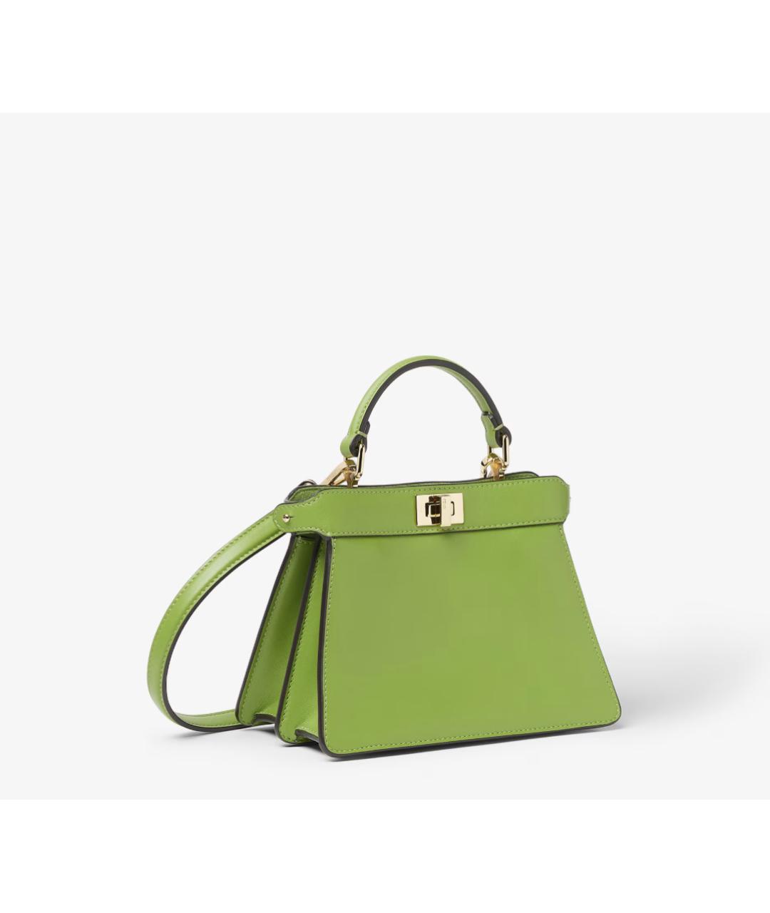 FENDI Зеленая кожаная сумка с короткими ручками, фото 3