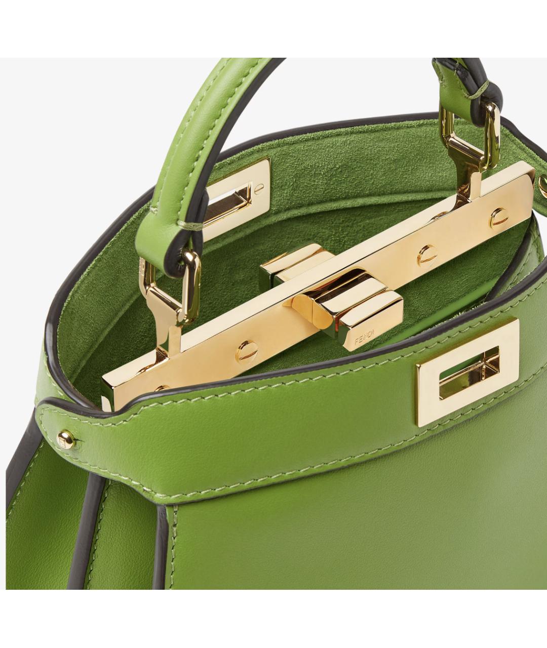 FENDI Зеленая кожаная сумка с короткими ручками, фото 6