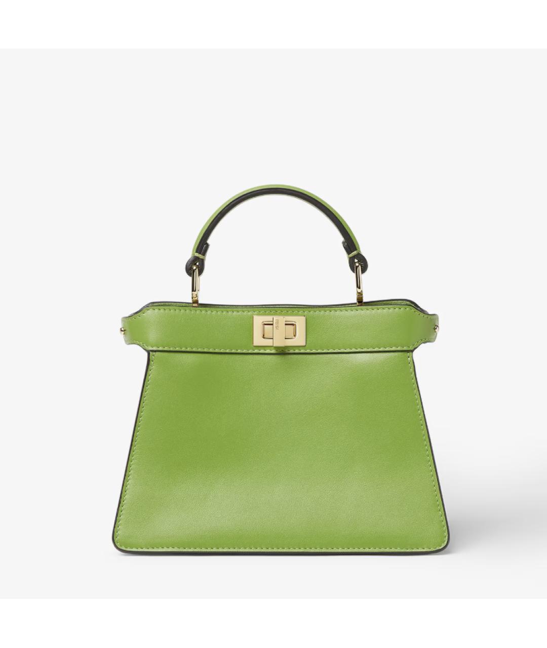 FENDI Зеленая кожаная сумка с короткими ручками, фото 7