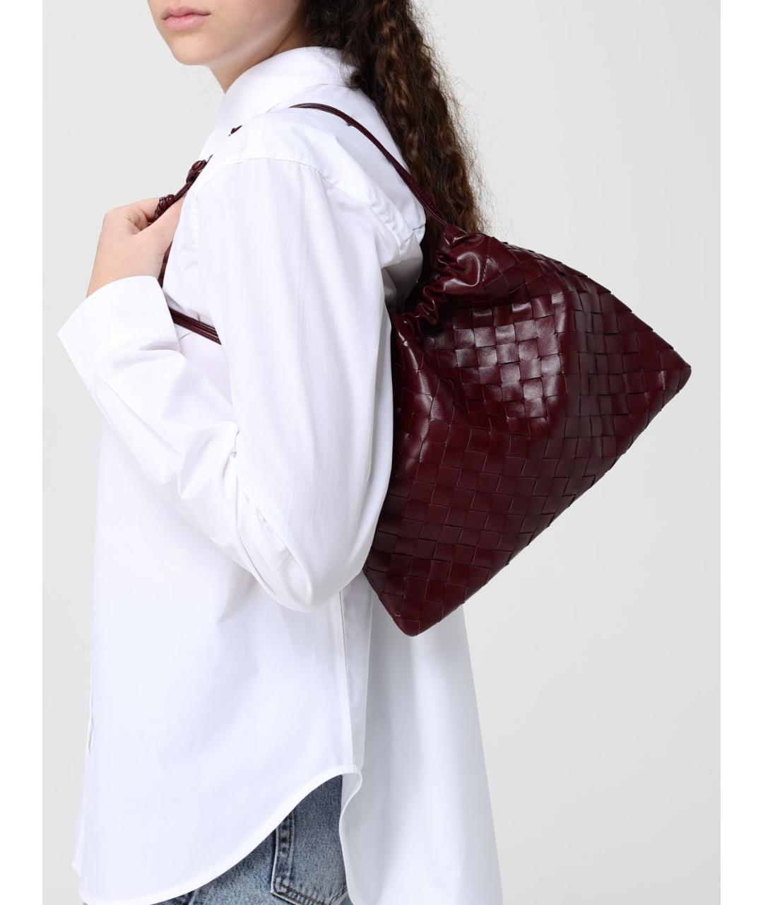 BOTTEGA VENETA Бордовая кожаная сумка через плечо, фото 2