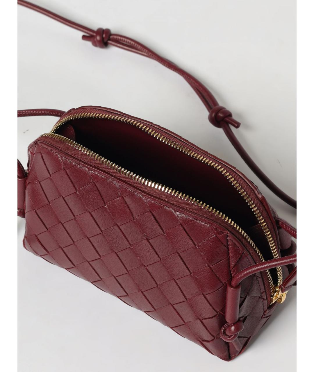 BOTTEGA VENETA Бордовая кожаная сумка через плечо, фото 5
