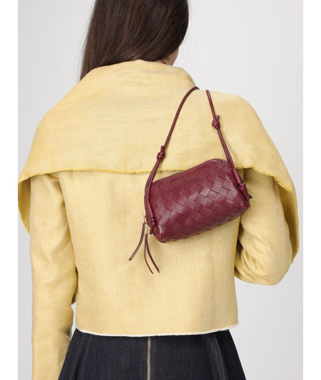 BOTTEGA VENETA Бордовая кожаная сумка через плечо, фото 2