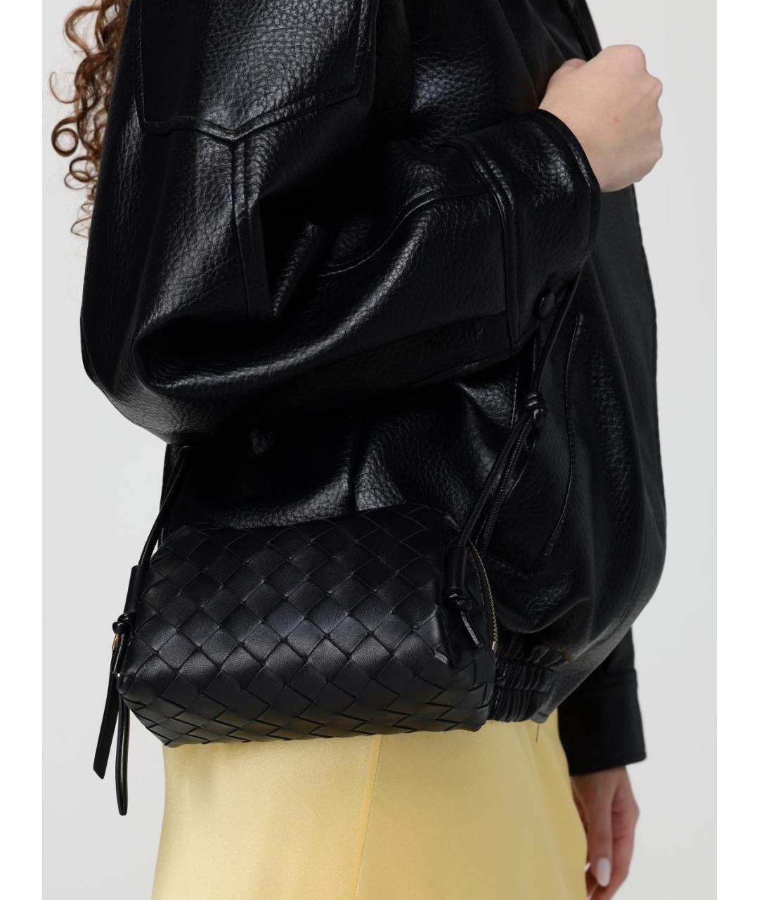 BOTTEGA VENETA Черная кожаная сумка через плечо, фото 2