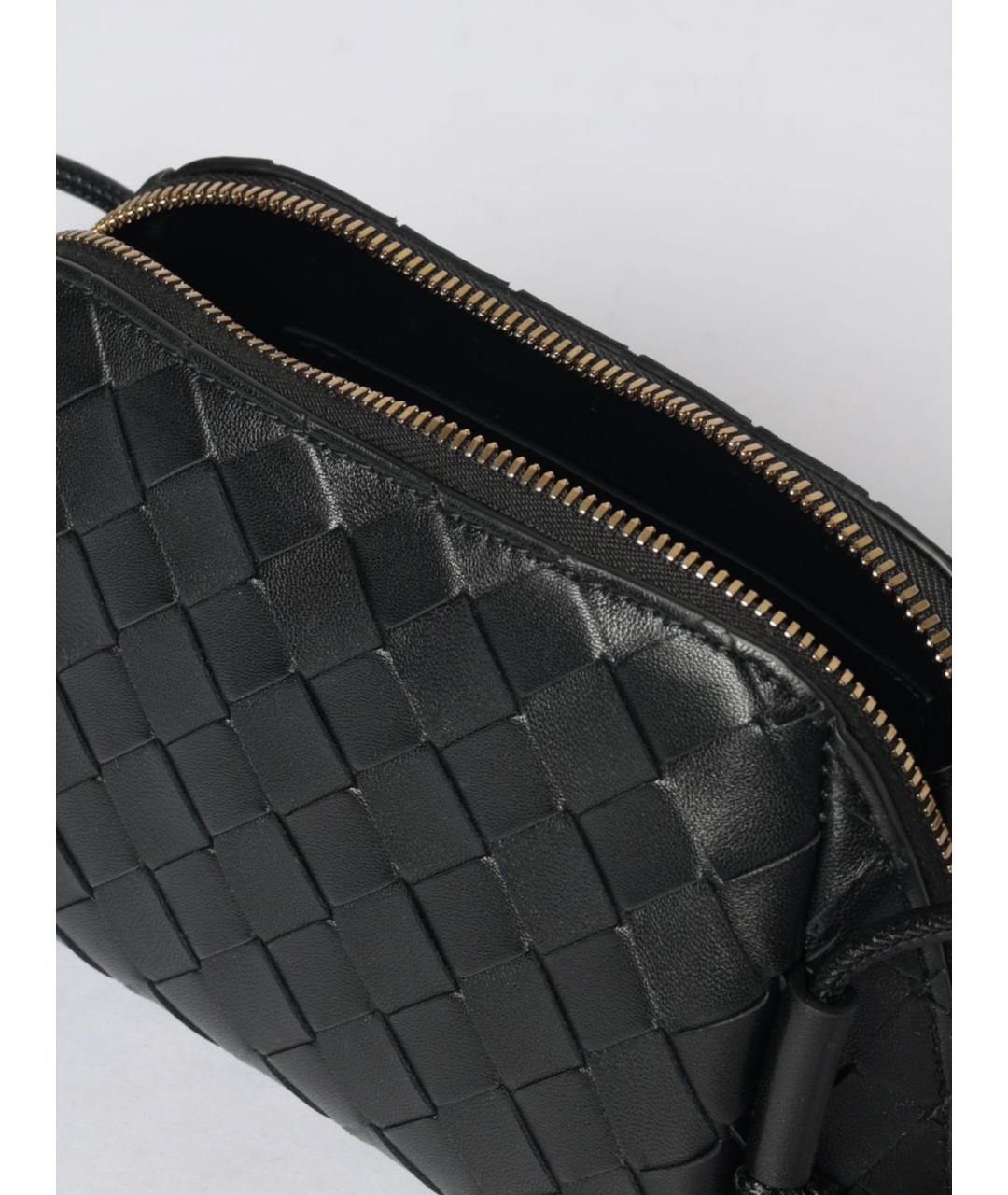 BOTTEGA VENETA Черная кожаная сумка через плечо, фото 5