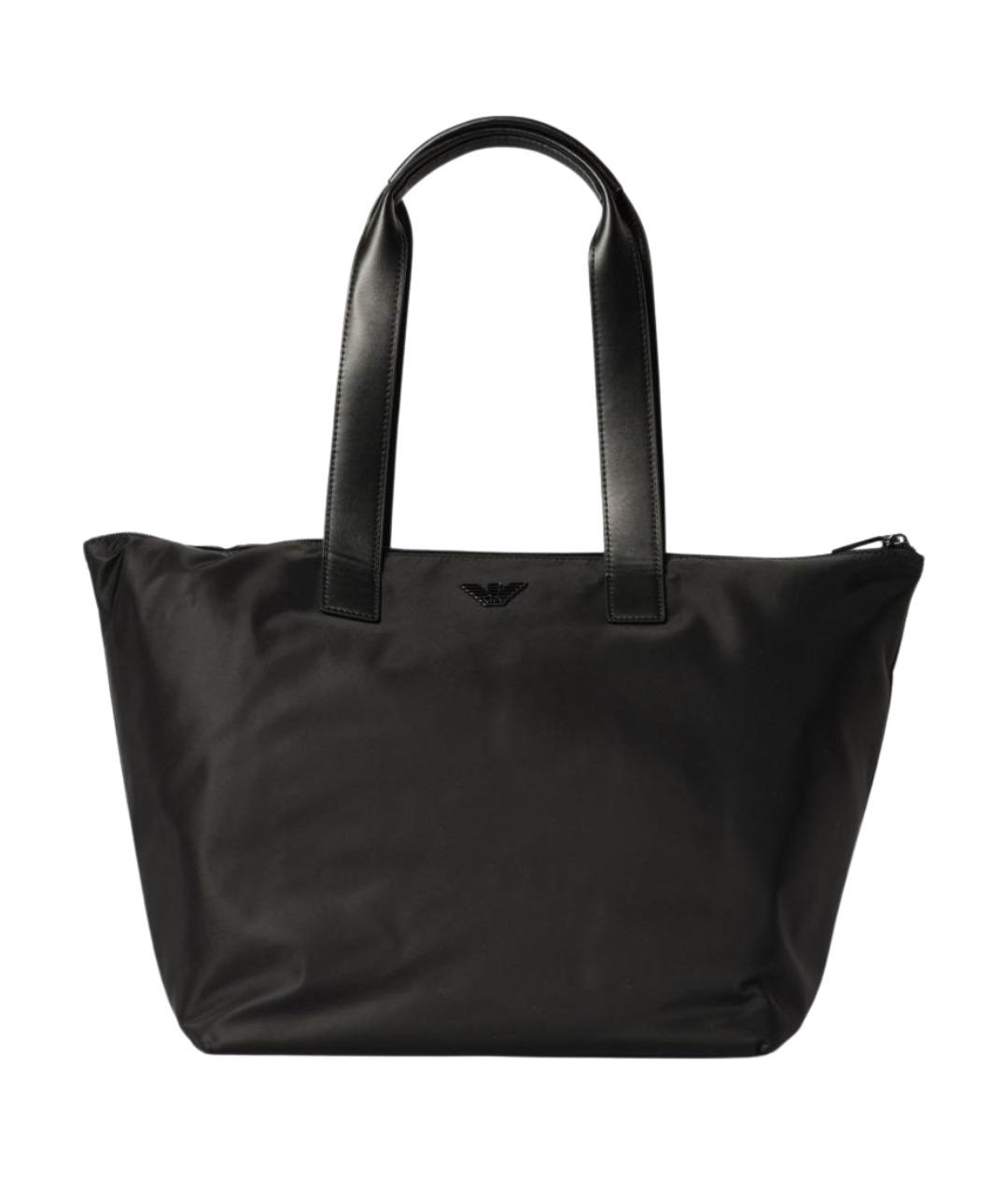 EMPORIO ARMANI Черная тканевая сумка тоут, фото 1