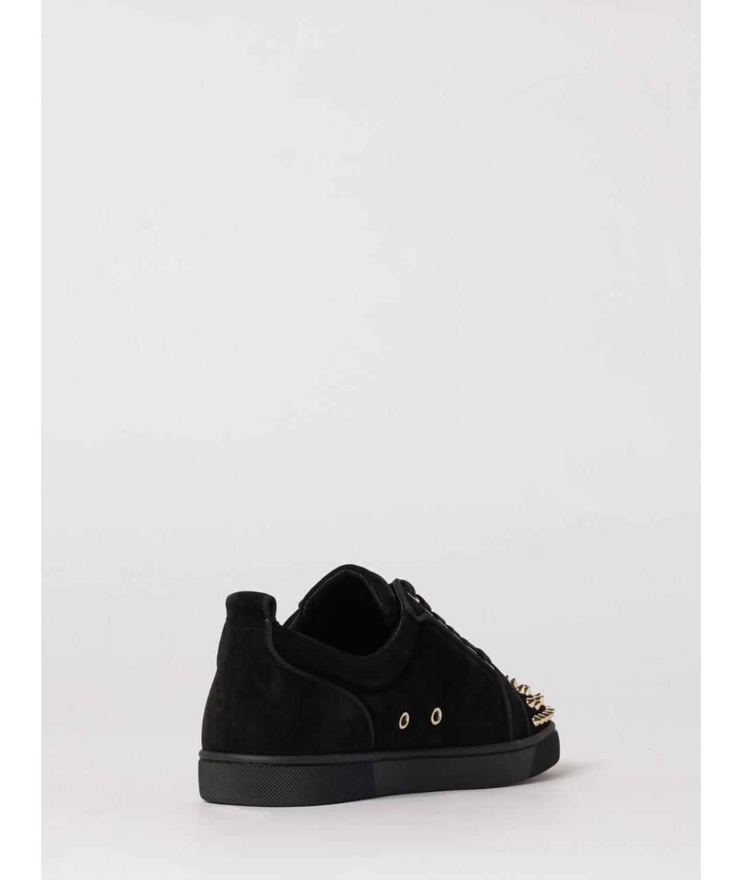 CHRISTIAN LOUBOUTIN Черные замшевые низкие кроссовки / кеды, фото 3