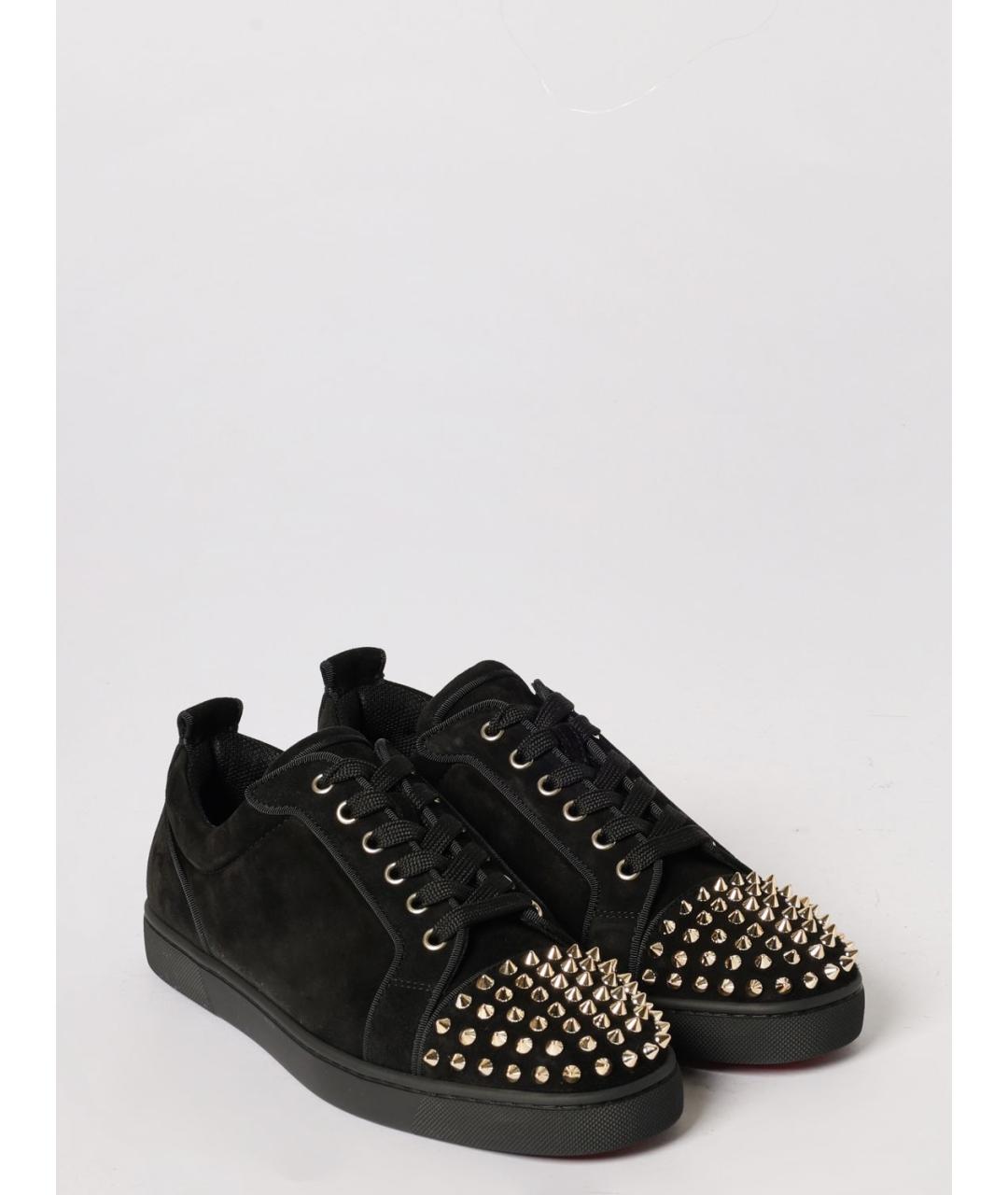 CHRISTIAN LOUBOUTIN Черные замшевые низкие кроссовки / кеды, фото 2