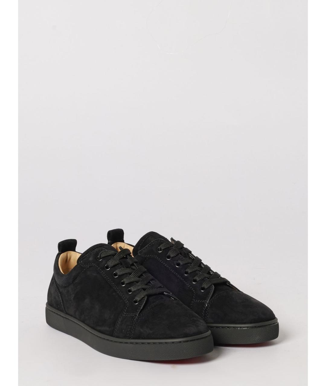 CHRISTIAN LOUBOUTIN Черные замшевые низкие кроссовки / кеды, фото 2