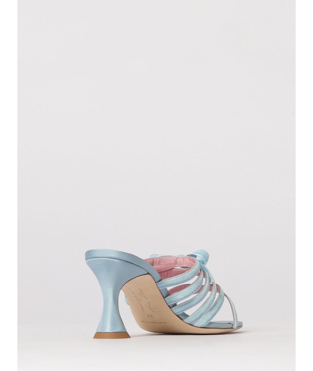 MANOLO BLAHNIK Голубые текстильные мюли, фото 3