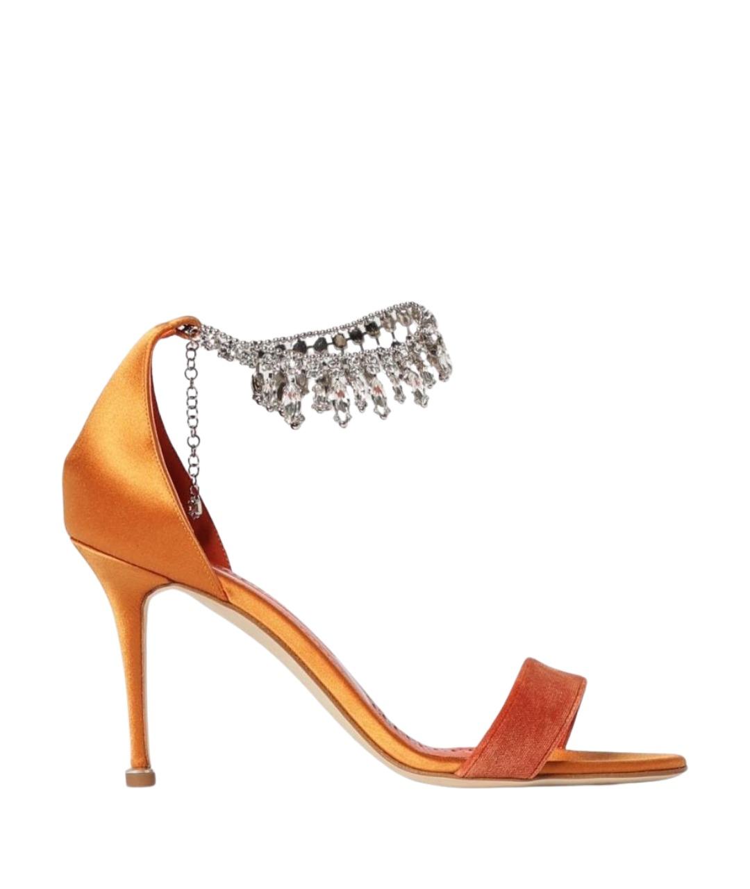 MANOLO BLAHNIK Оранжевое текстильные босоножки, фото 1