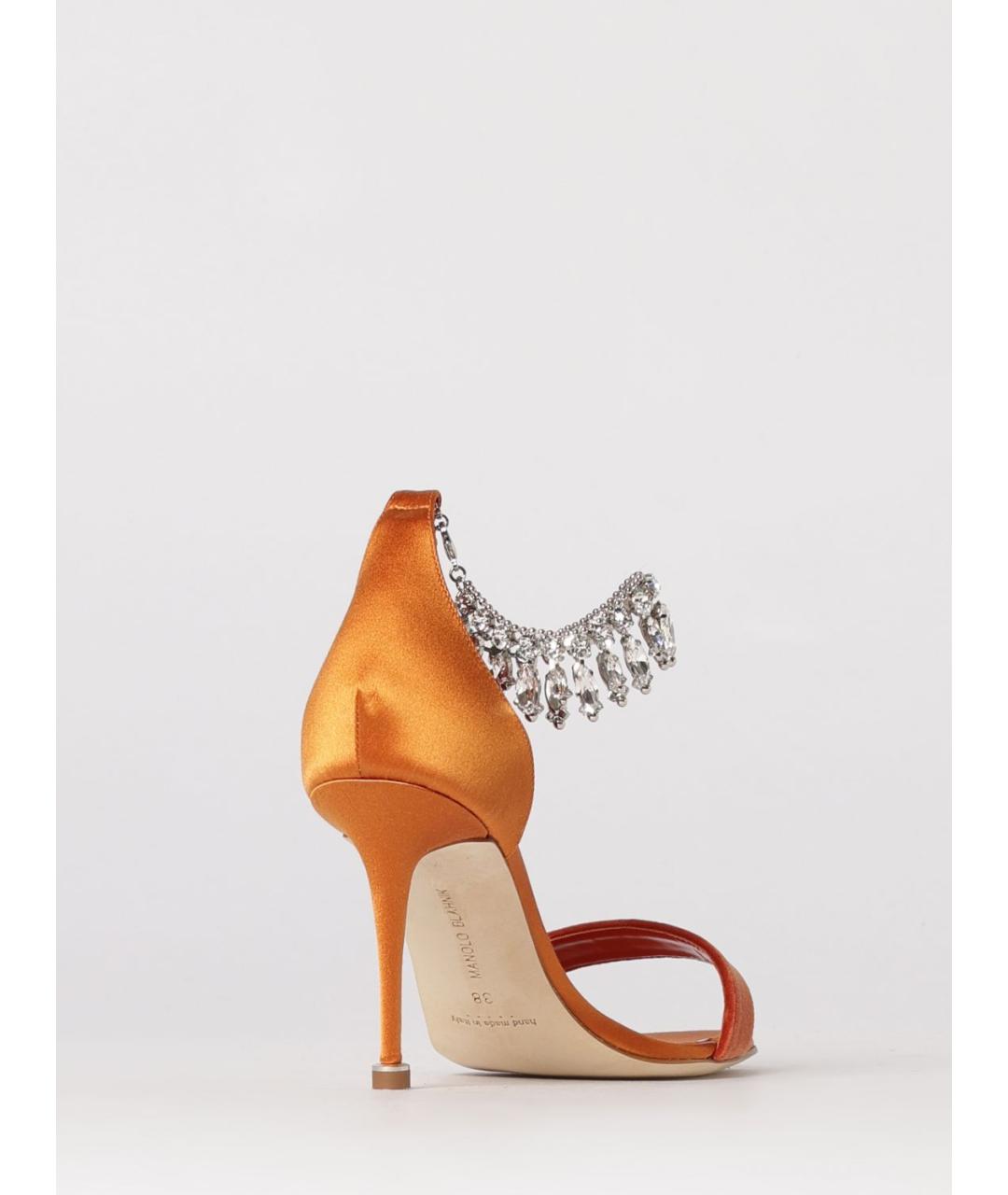 MANOLO BLAHNIK Оранжевое текстильные босоножки, фото 3