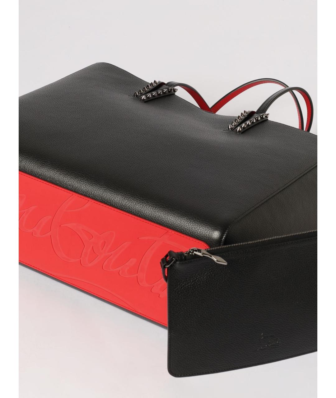 CHRISTIAN LOUBOUTIN Черная кожаная сумка тоут, фото 3