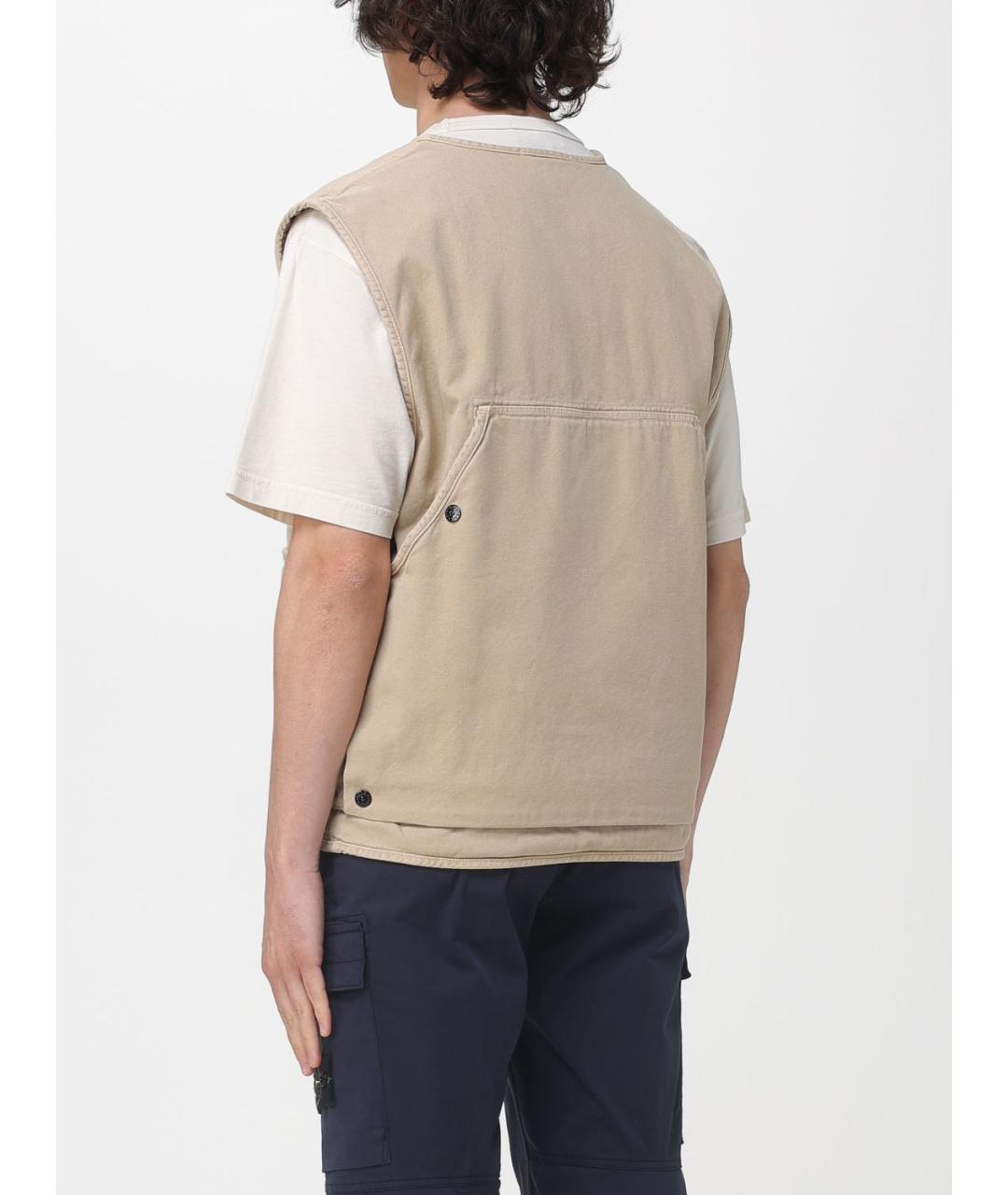 STONE ISLAND Бежевый хлопковый жилет, фото 3