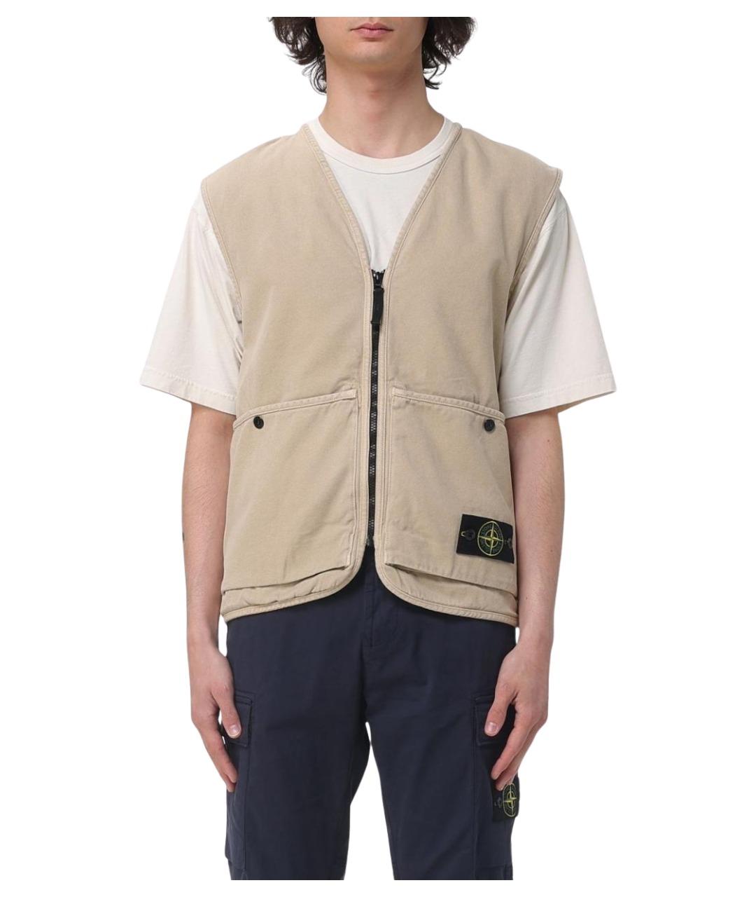 STONE ISLAND Бежевый хлопковый жилет, фото 1