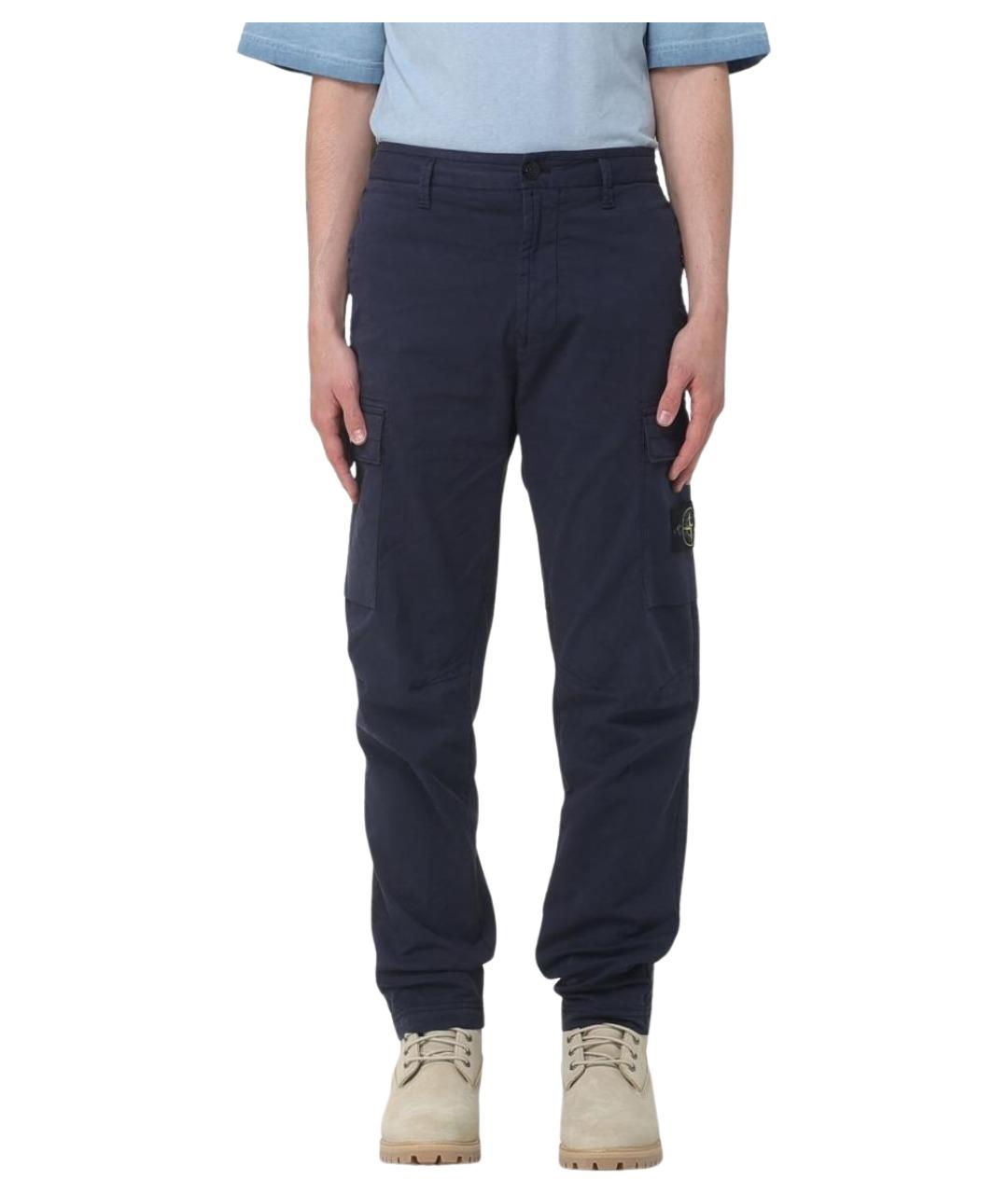 STONE ISLAND Синие хлопко-эластановые повседневные брюки, фото 1