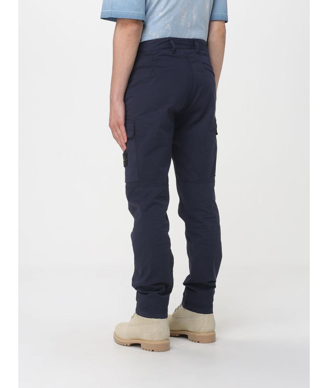 STONE ISLAND Синие хлопко-эластановые повседневные брюки, фото 2