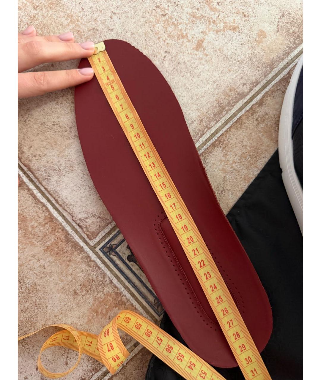 STEFANO RICCI Темно-синие кожаные низкие кроссовки / кеды, фото 8