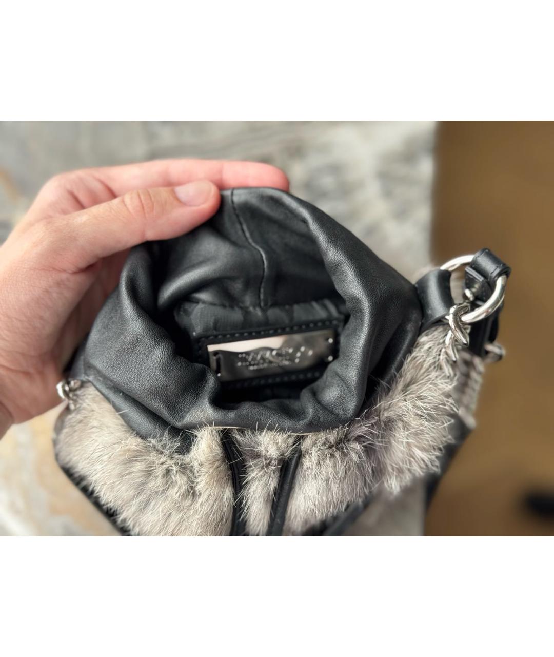 JIMMY CHOO Серая меховая сумка с короткими ручками, фото 4