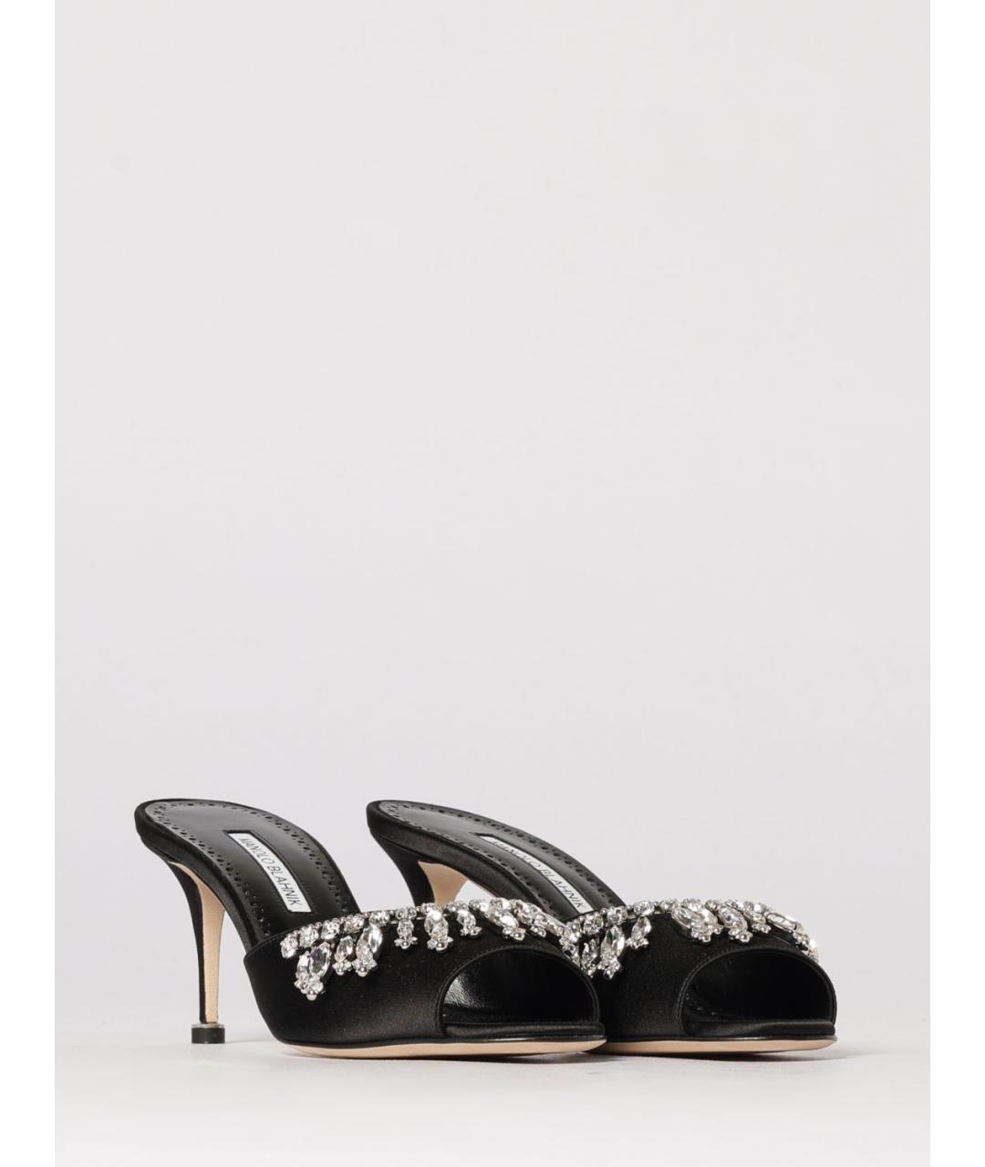 MANOLO BLAHNIK Черные текстильные мюли, фото 2