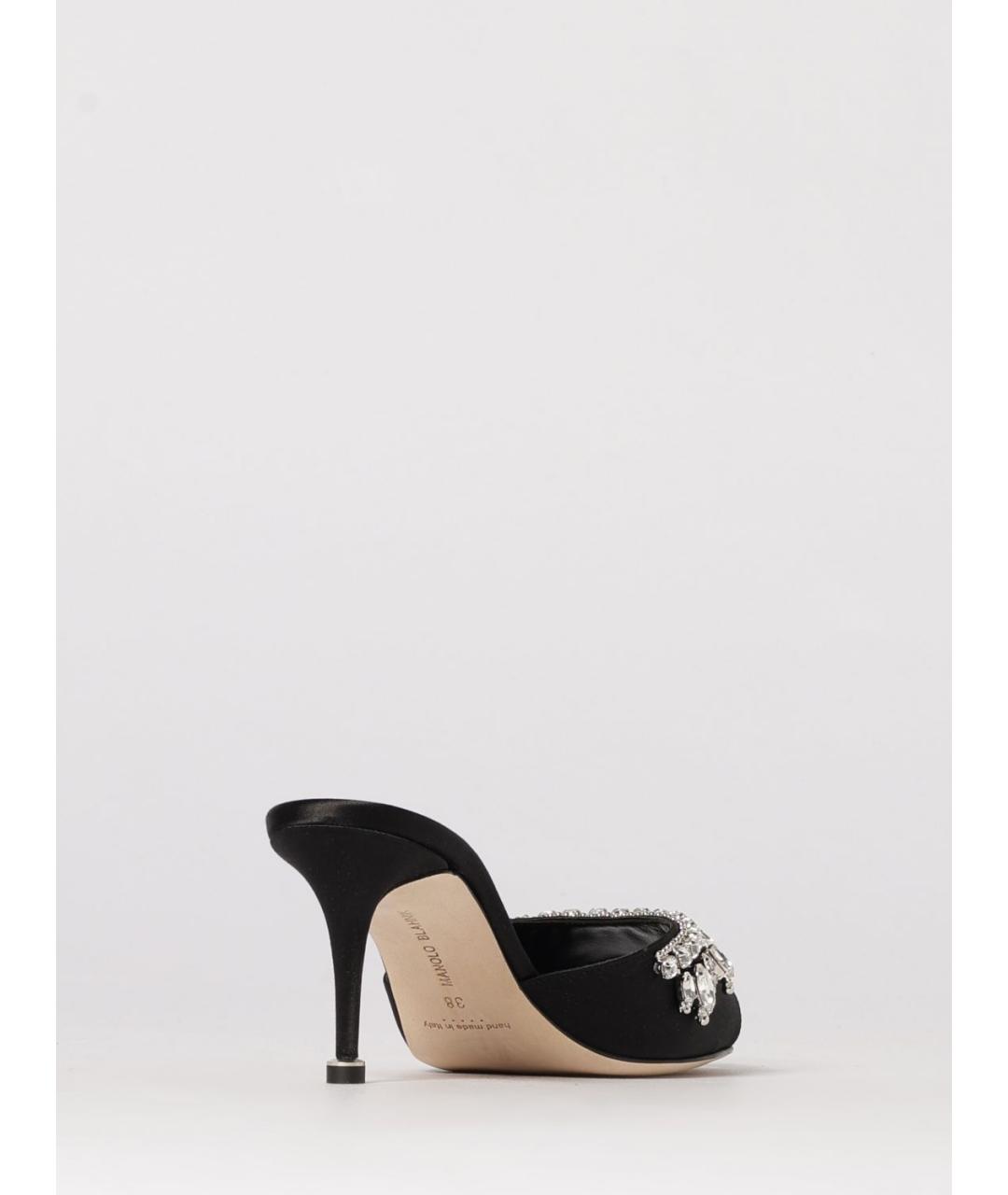 MANOLO BLAHNIK Черные текстильные мюли, фото 3