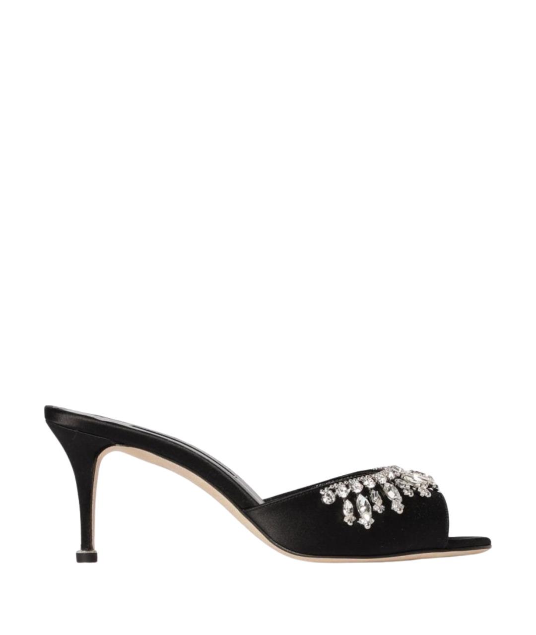 MANOLO BLAHNIK Черные текстильные мюли, фото 1