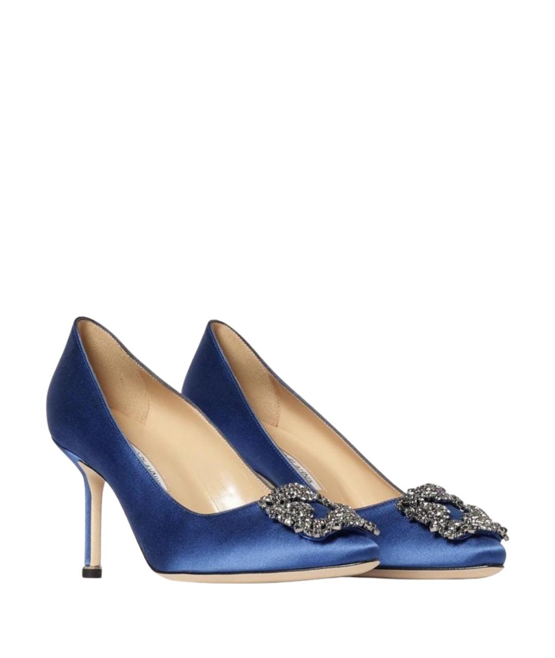 MANOLO BLAHNIK Синие текстильные туфли, фото 2