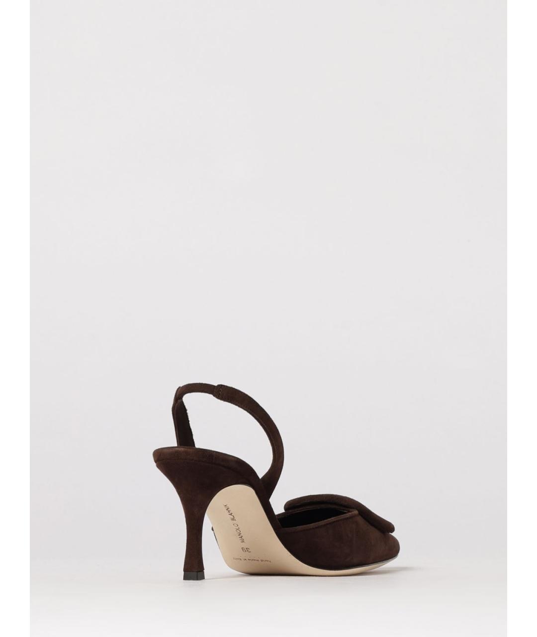 MANOLO BLAHNIK Коричневые замшевые туфли, фото 3