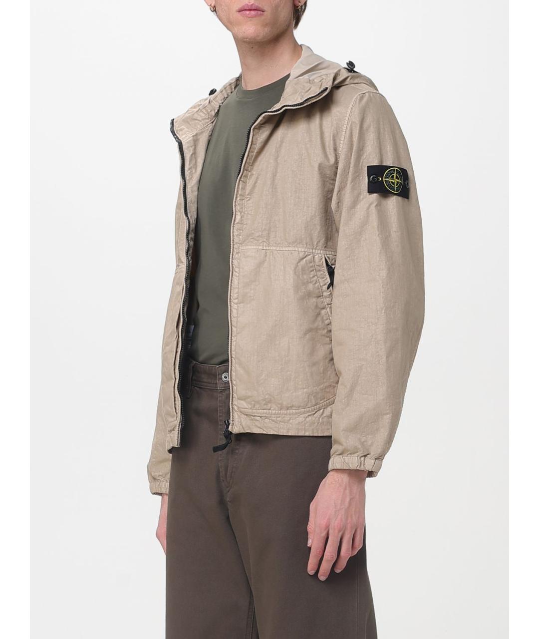 STONE ISLAND Бежевая полиамидовая куртка, фото 3