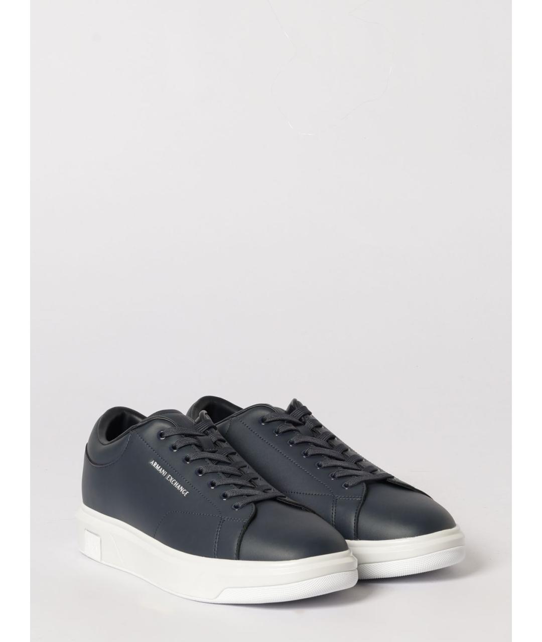 ARMANI EXCHANGE Темно-синие кожаные низкие кроссовки / кеды, фото 2