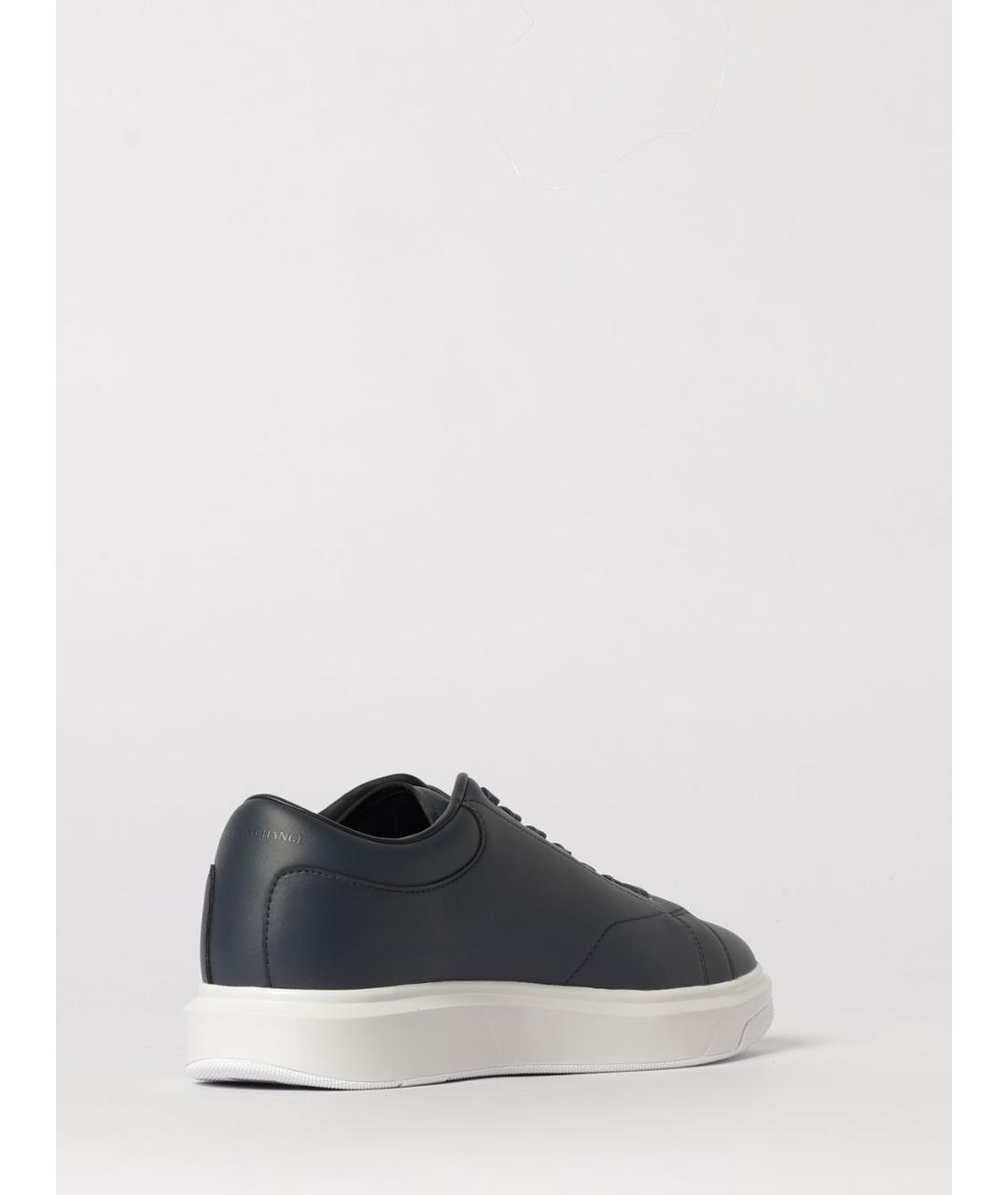 ARMANI EXCHANGE Темно-синие кожаные низкие кроссовки / кеды, фото 3