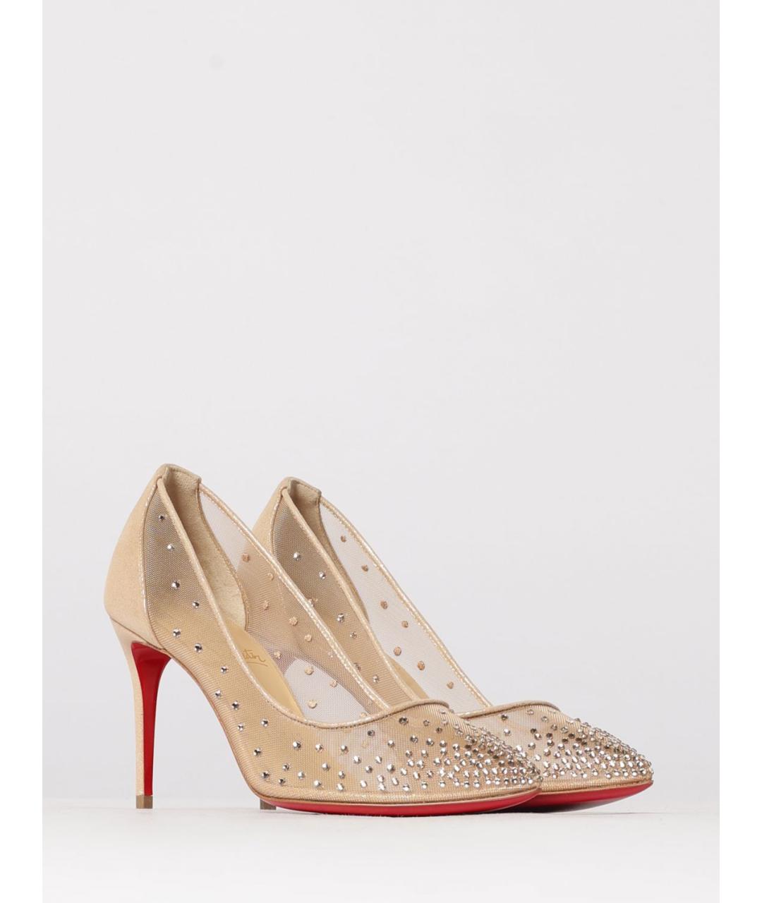 CHRISTIAN LOUBOUTIN Бежевые текстильные туфли, фото 2