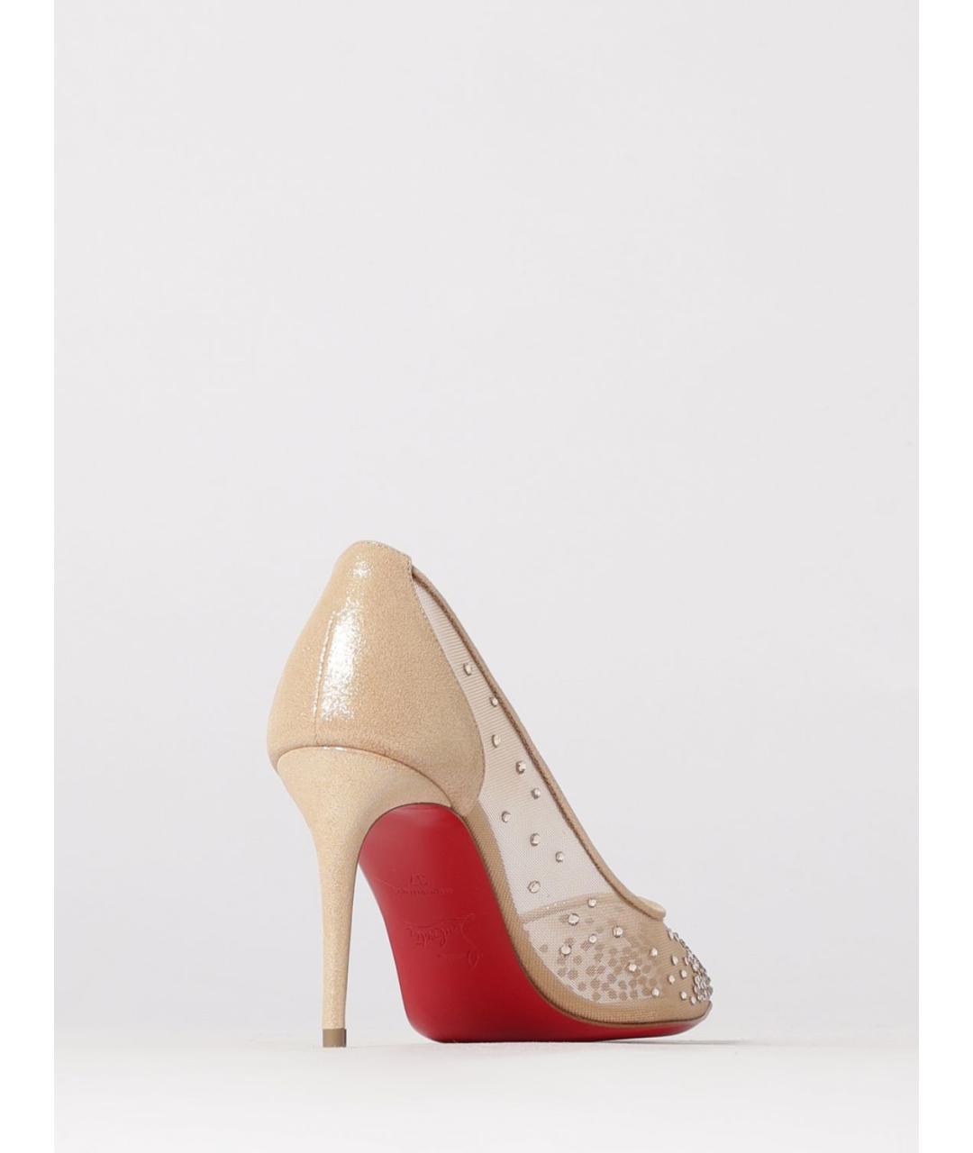 CHRISTIAN LOUBOUTIN Бежевые текстильные туфли, фото 3