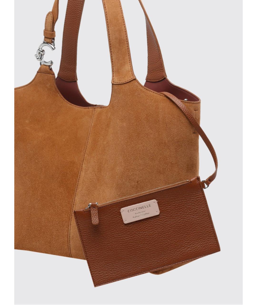 COCCINELLE Коричневая замшевая сумка тоут, фото 4