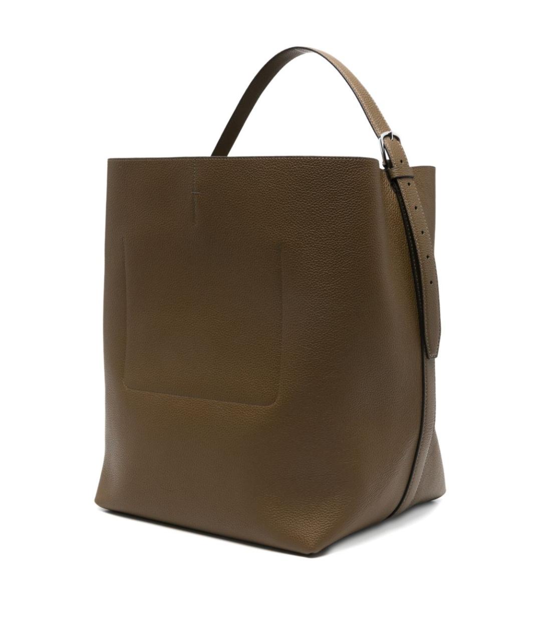 TOTEME Хаки кожаная сумка тоут, фото 2