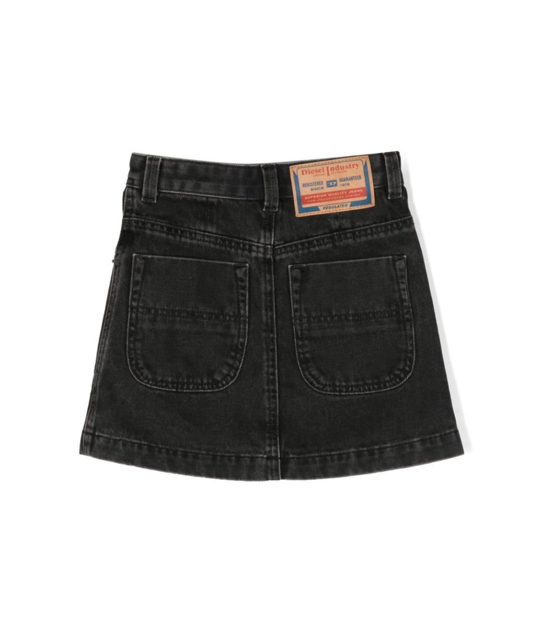DIESEL Черная хлопковая юбка миди, фото 3