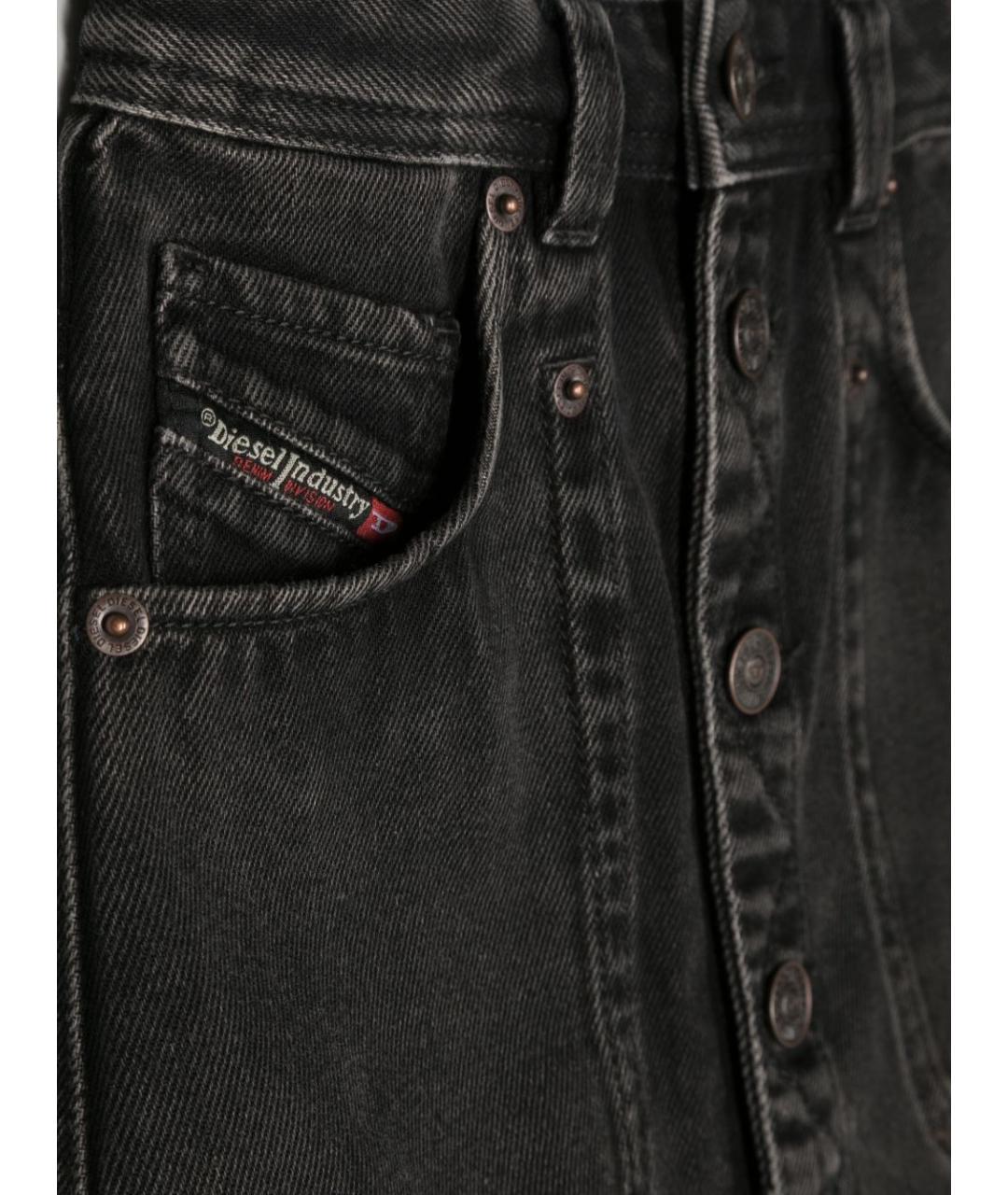 DIESEL Черная хлопковая юбка миди, фото 2