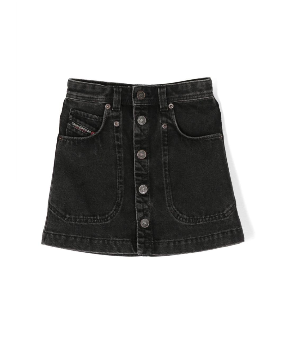 DIESEL Черная хлопковая юбка миди, фото 1