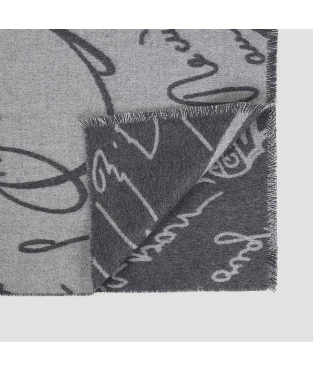 BERLUTI Серый шерстяной шарф, фото 2