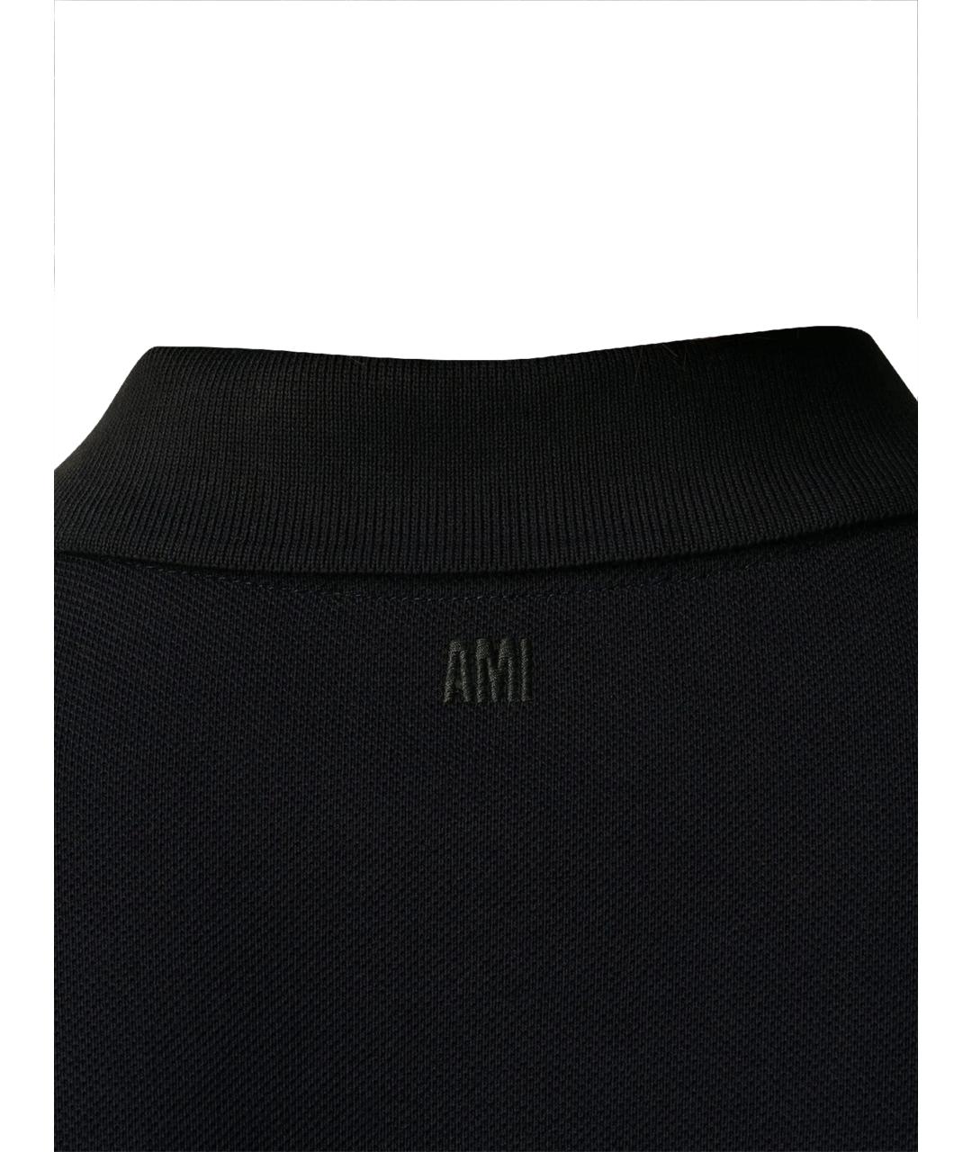 Ami Paris Черное хлопковое поло с коротким рукавом, фото 3