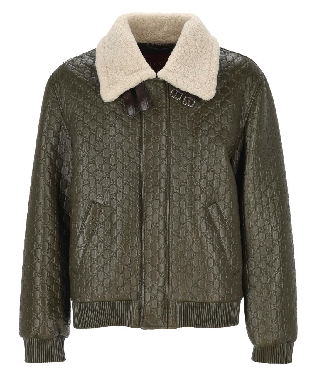 GUCCI Зеленая кожаная куртка, фото 1