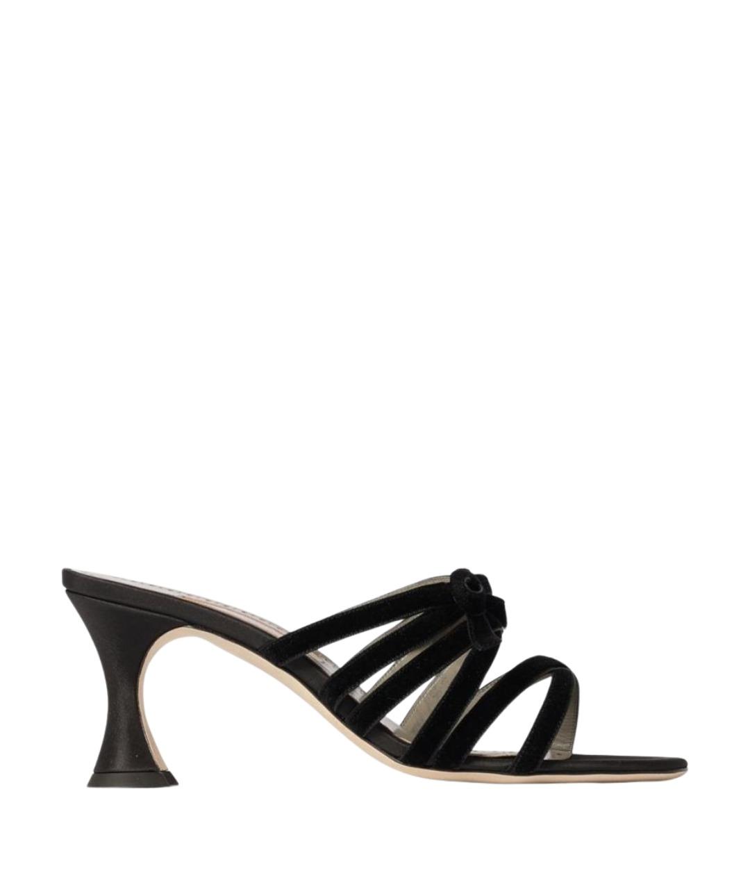 MANOLO BLAHNIK Черные текстильные мюли, фото 1