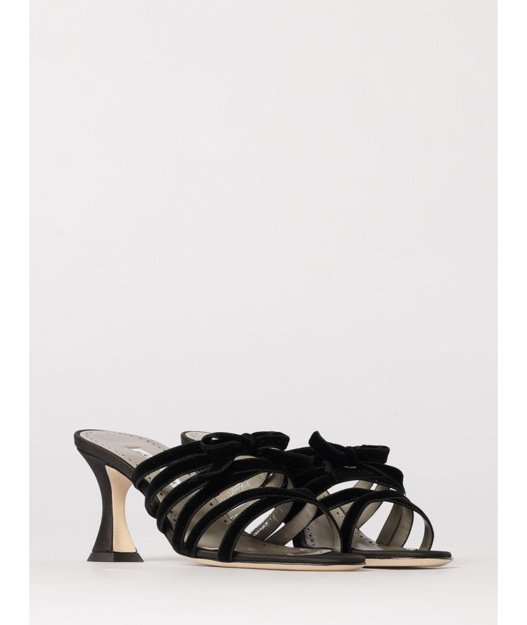 MANOLO BLAHNIK Черные текстильные мюли, фото 2