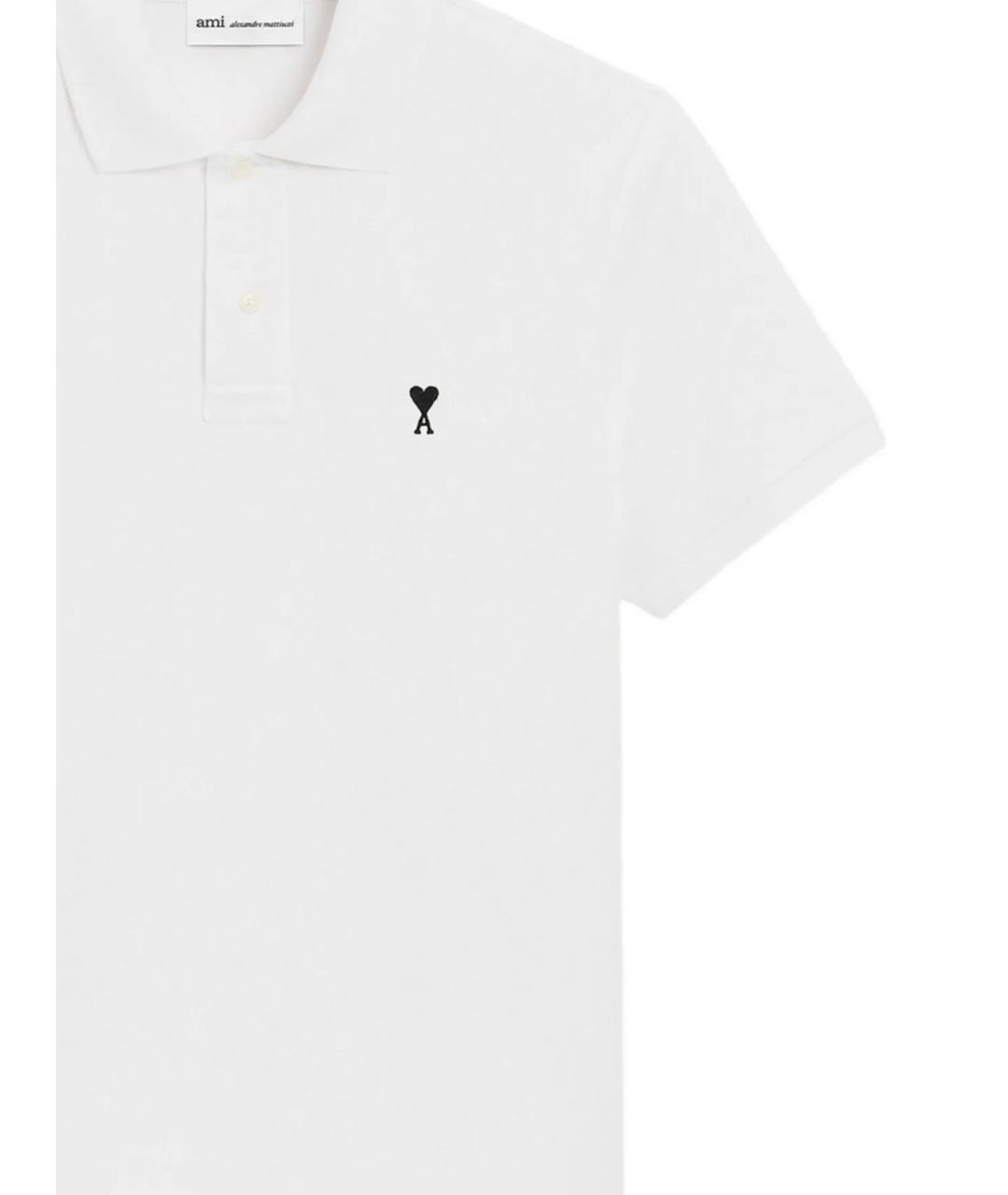 Ami Paris Белое хлопковое поло с коротким рукавом, фото 2