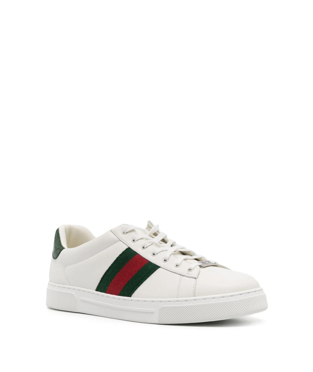 GUCCI Белые кожаные низкие кроссовки / кеды, фото 2