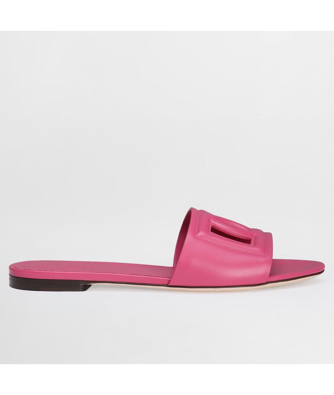 DOLCE&GABBANA Розовые кожаные шлепанцы, фото 4