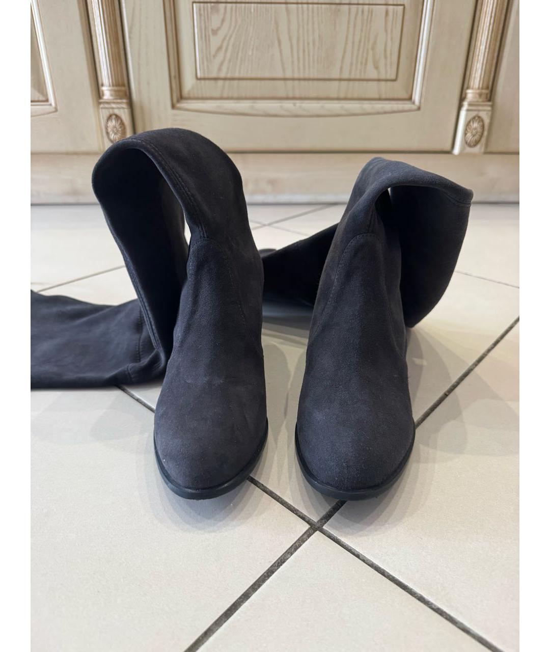 STUART WEITZMAN Антрацитовые замшевые ботфорты, фото 2